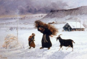 “Arme dorpsvrouw” door Gustave Courbet (1819 - 1877)