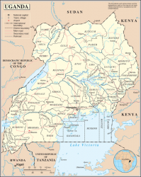 Oeganda ligt in Centraal-Afrika