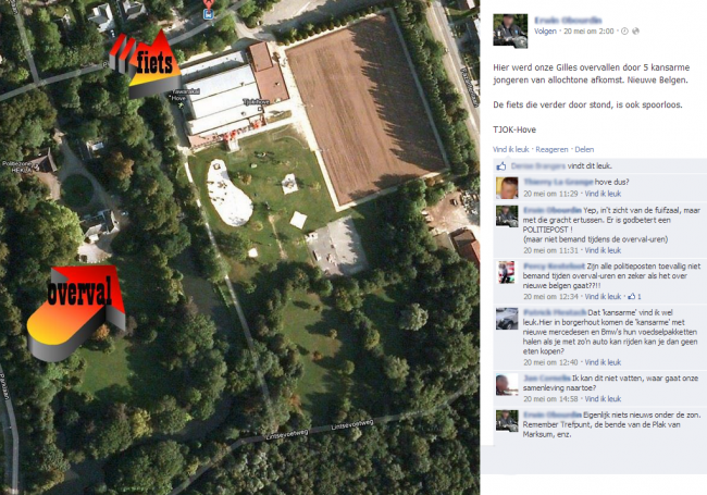 Ook op Facebook zie je  meldingen. G.O werd tijdens het pinksterweekend (schoolfuif van KAS) overvallen in het gemeentepark.