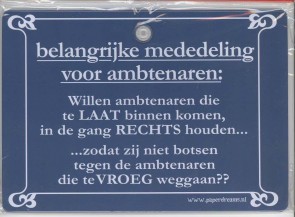 belangrijke mededeling ambtenaren